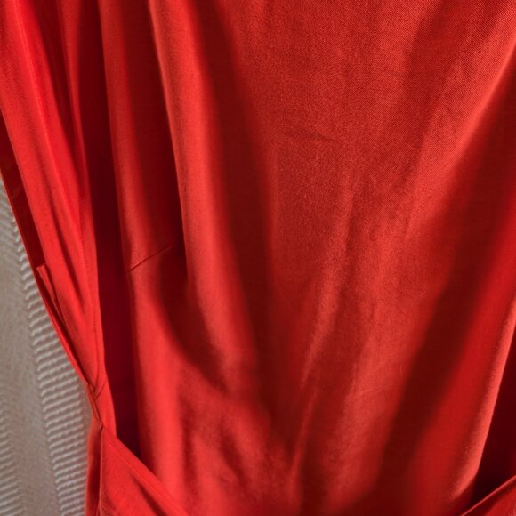 Veronika Maine Wrap Tie Front Red Orange Dress Size 14 Spring Summer Office - Picture 5 of 11